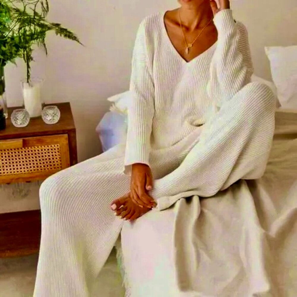 Om & Ah Oversized Ribbed Cotton Lounge Set - L/XL